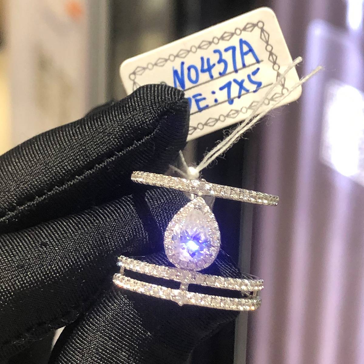 Pear shaped Women's Ring S925 Silver Plated Platinum Customized Selection Main Stone Moissanite Diamond 0.8ct/Secondary Stone High Carbon Diamond
